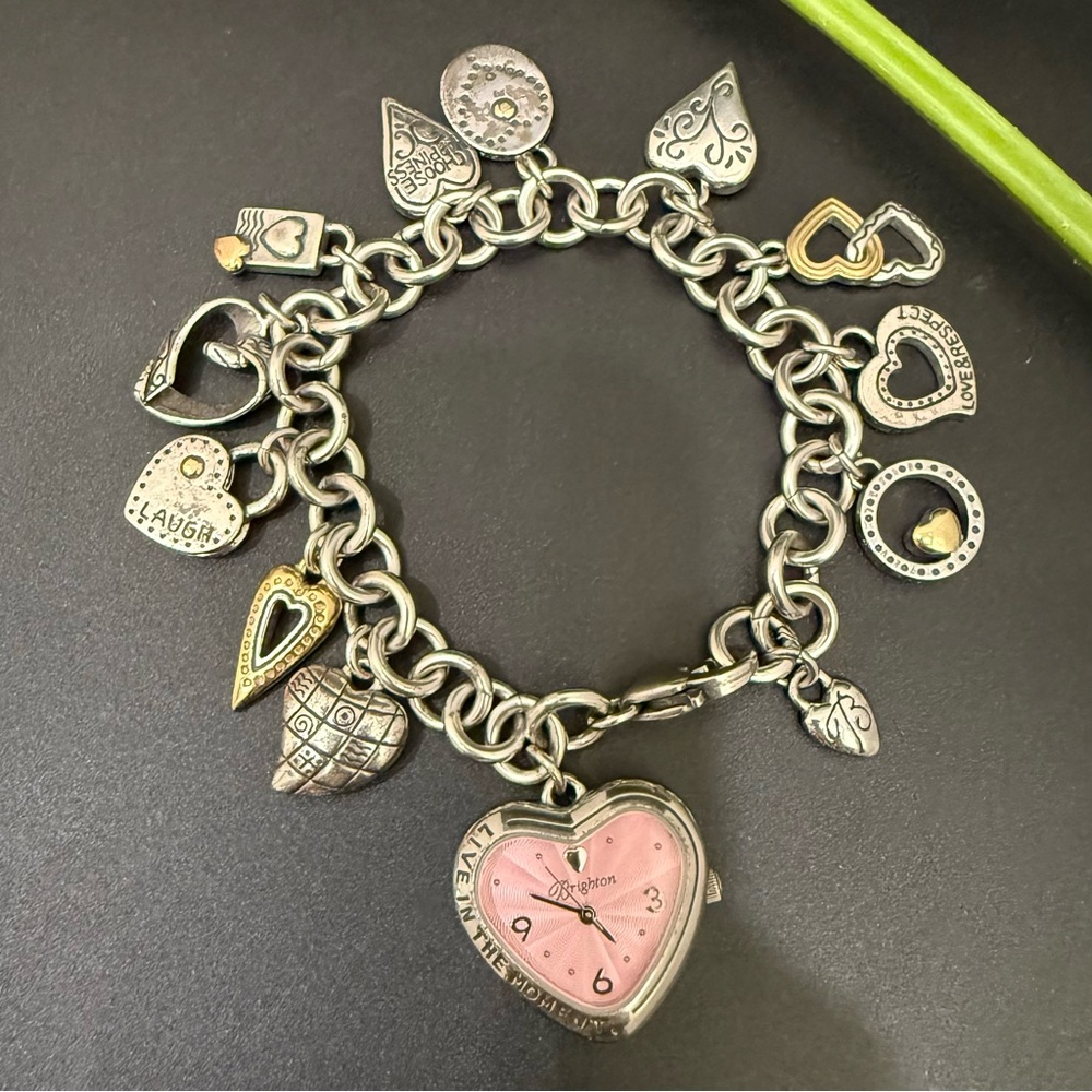 Brighton Limited Edition Power Of Pink Heart Charm Watch Bracelet Needs Battery